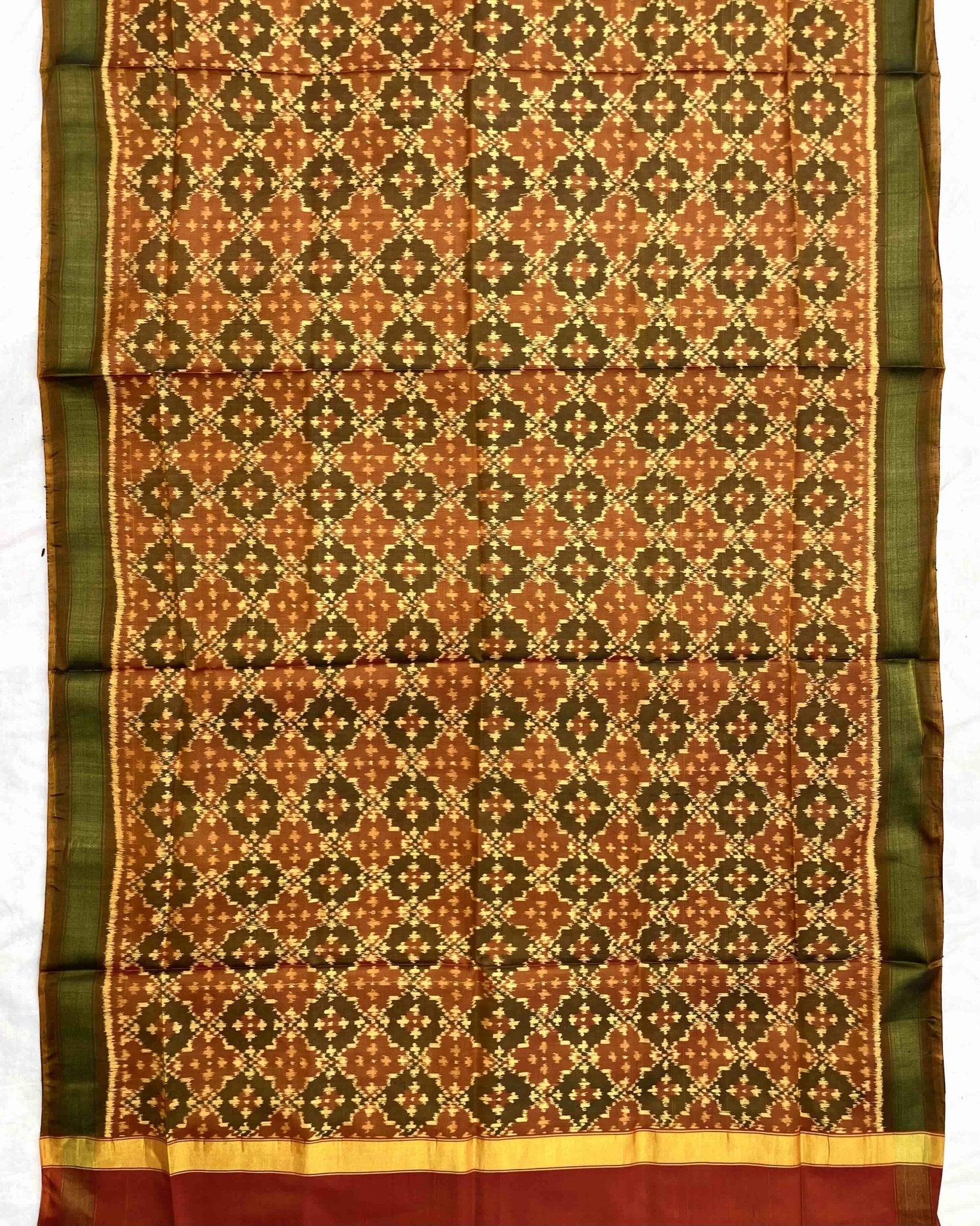 Rust Buttoful Design Patola Dupatta - SindhoiPatolaArt