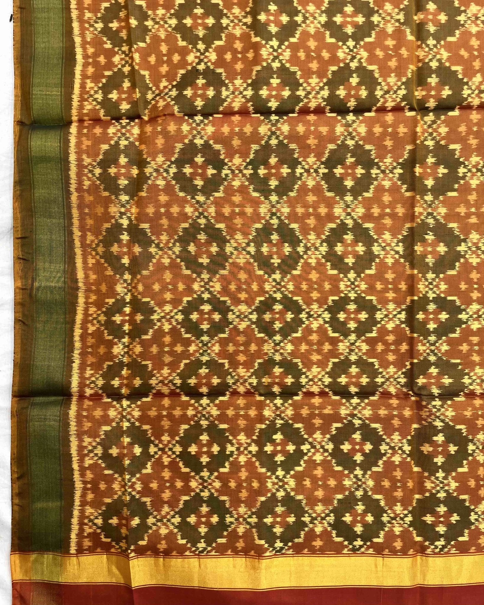 Rust Buttoful Design Patola Dupatta - SindhoiPatolaArt