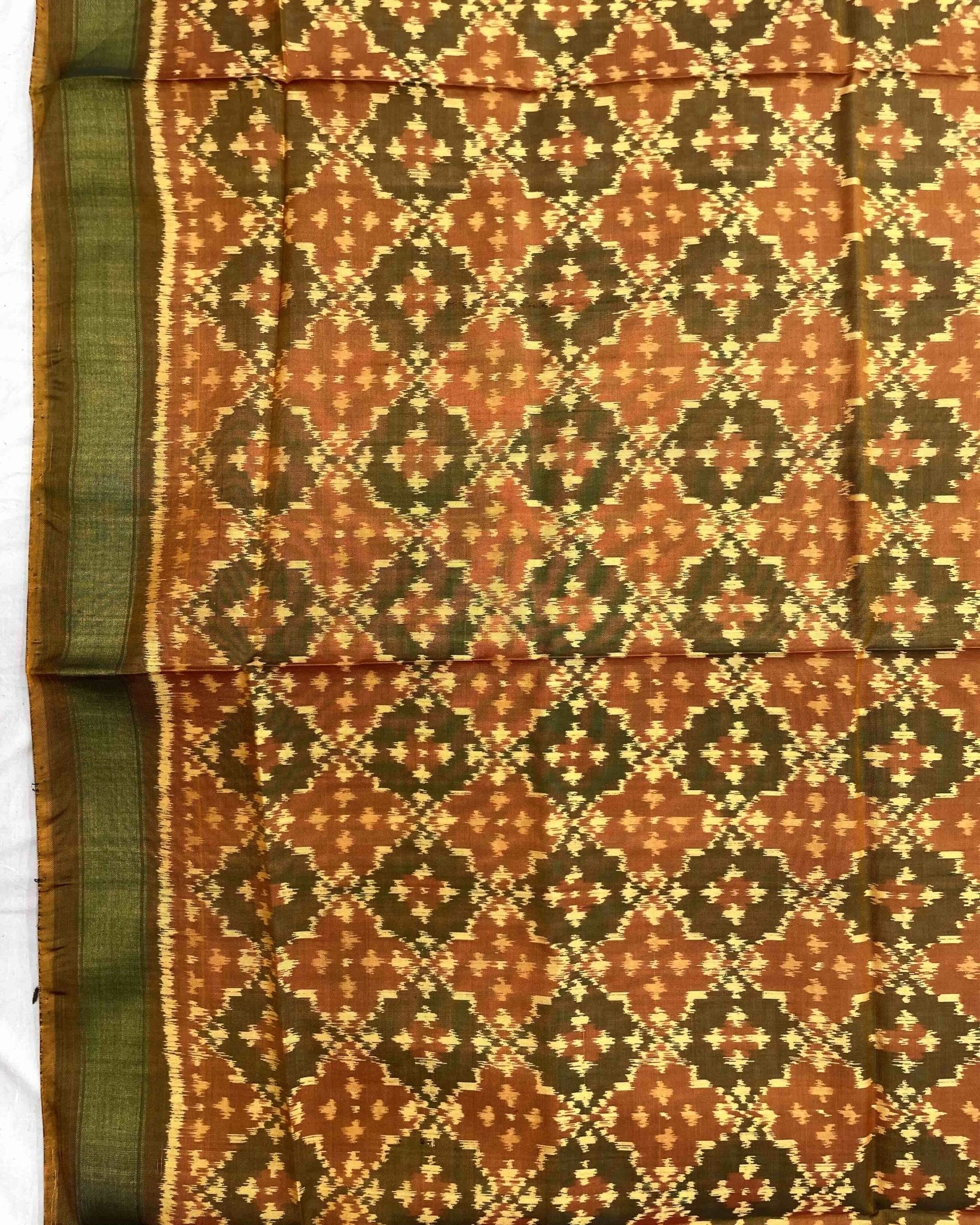 Rust Buttoful Design Patola Dupatta - SindhoiPatolaArt