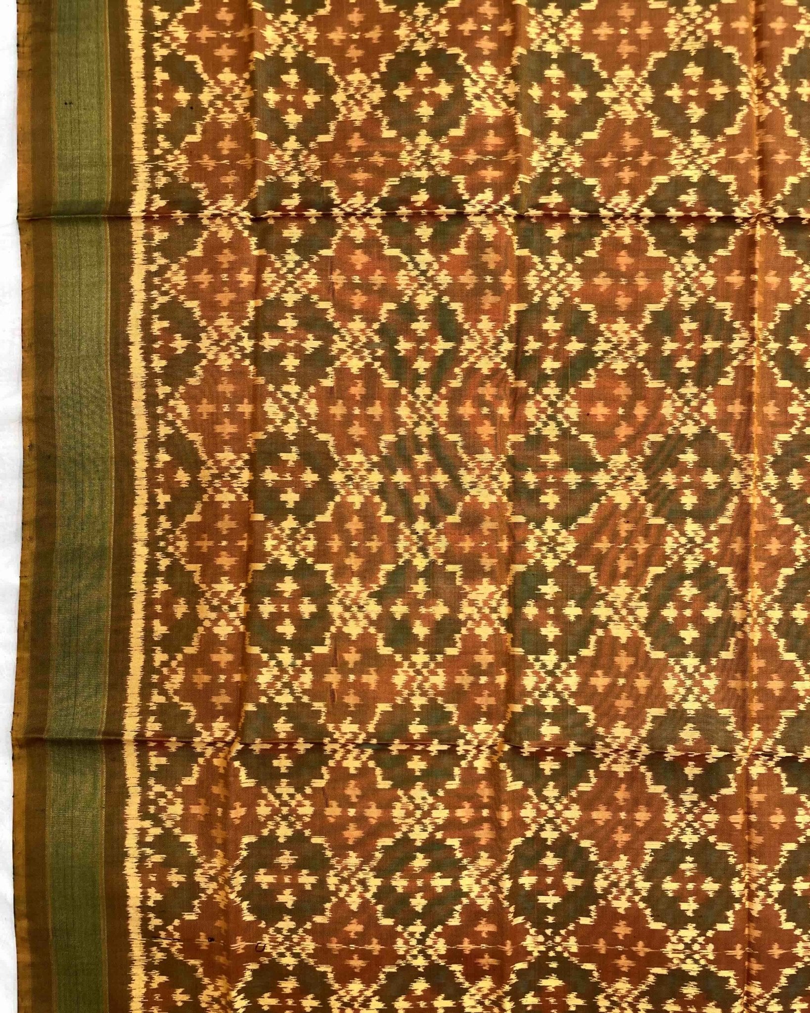 Rust Buttonful Design Patola Dupatta - SindhoiPatolaArt