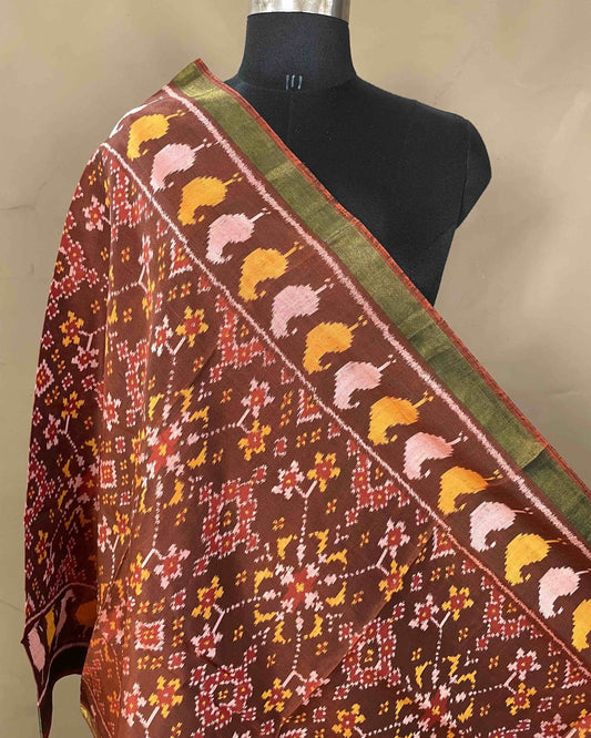 Rust Navratan Patola Dupatta - SindhoiPatolaArt