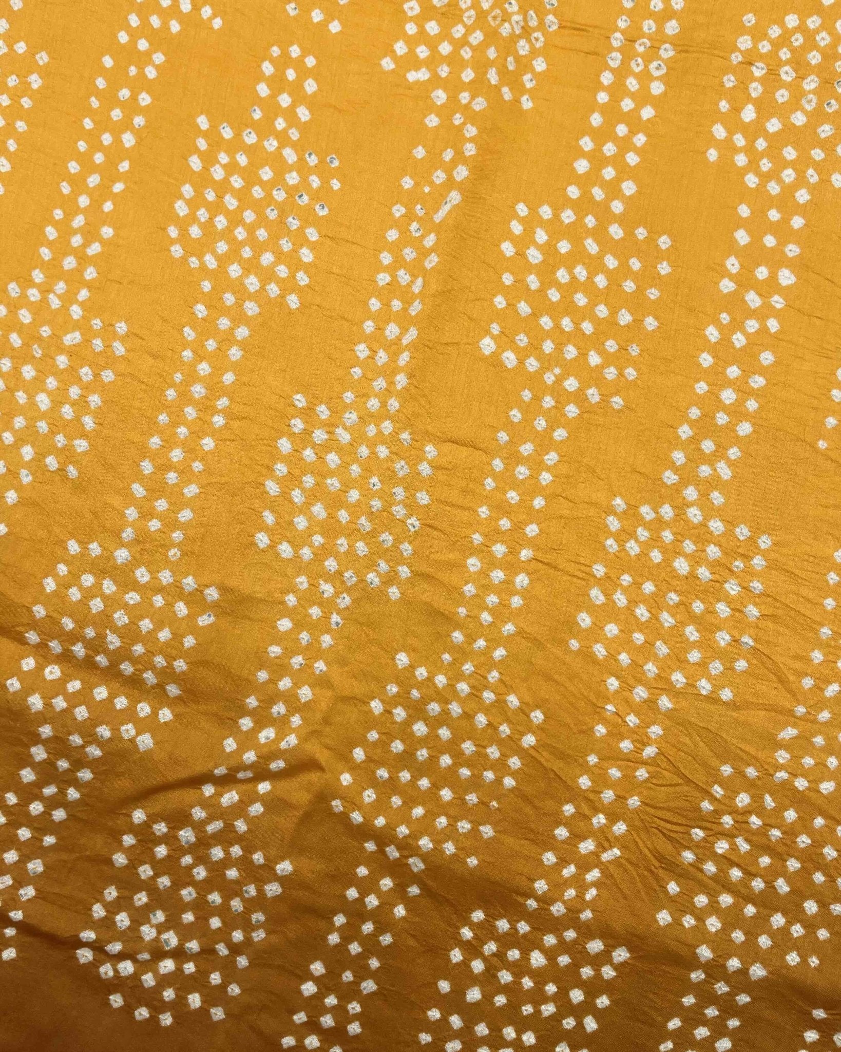 Rust & Yellow Chiniya Bandhani Saree - SindhoiPatolaArt