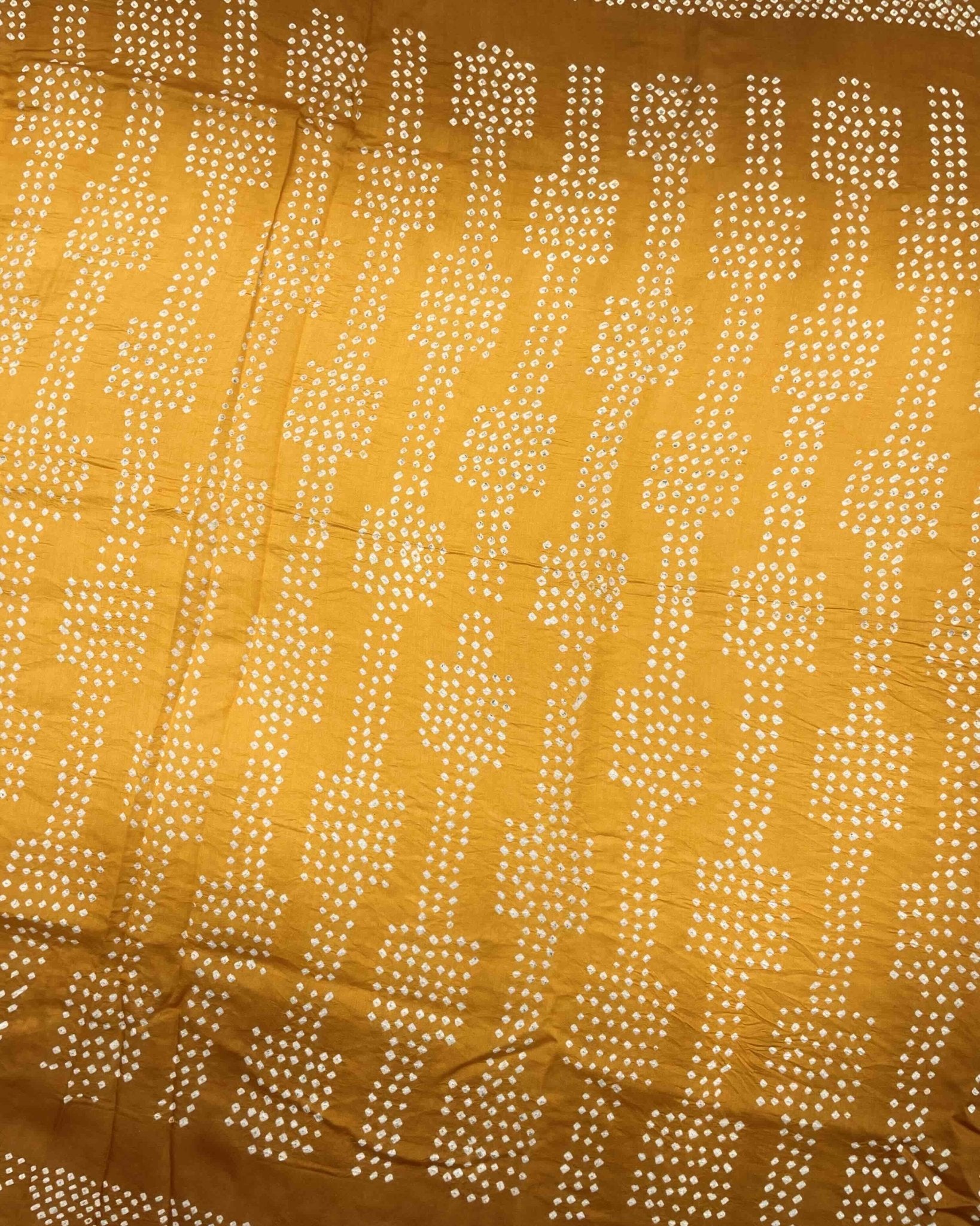 Rust & Yellow Chiniya Bandhani Saree - SindhoiPatolaArt