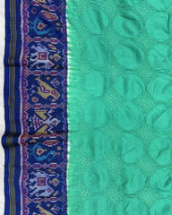 Sea Green & Blue Narikunj Design Pallu Patola Bandhej - SindhoiPatolaArt