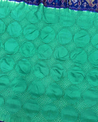 Sea Green & Blue Narikunj Design Pallu Patola Bandhej - SindhoiPatolaArt