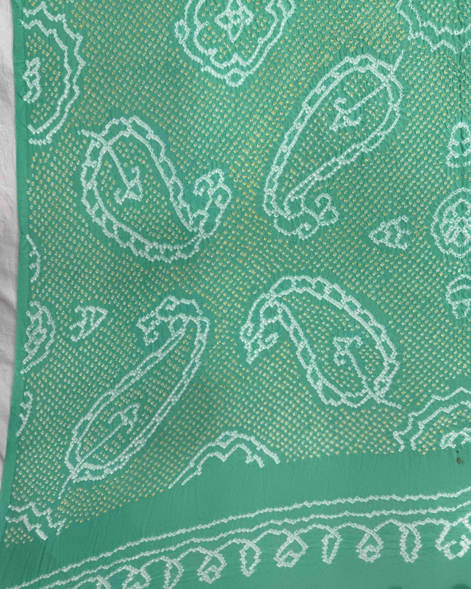 Sea Green Georgette Bandhani Dupatta - SindhoiPatolaArt