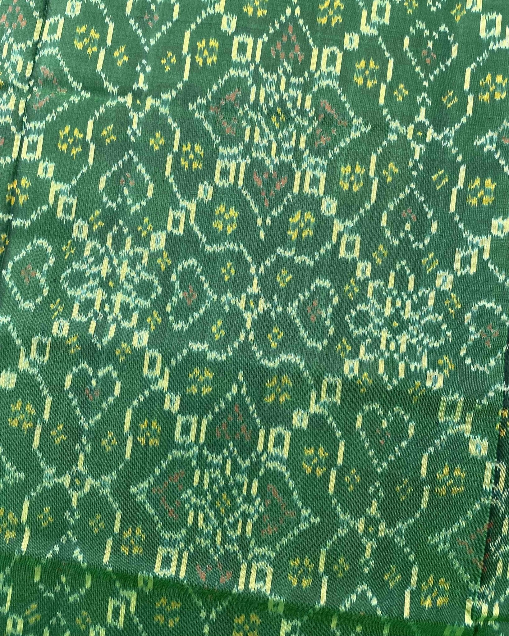 Sea Green & Green New Chhabdi Patola Saree - SindhoiPatolaArt