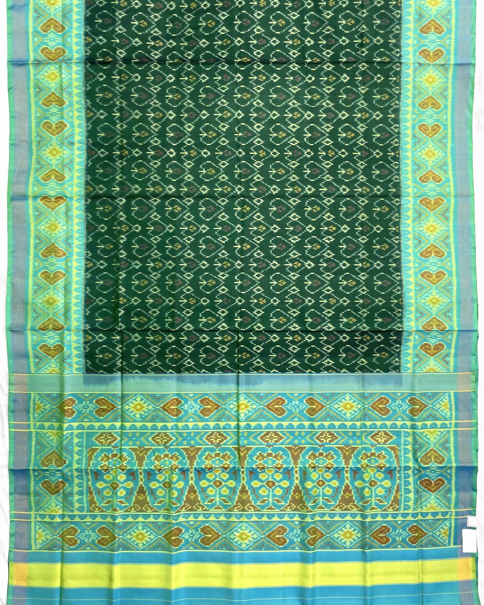 Sea Green & Green Pan Design Patola Saree - SindhoiPatolaArt