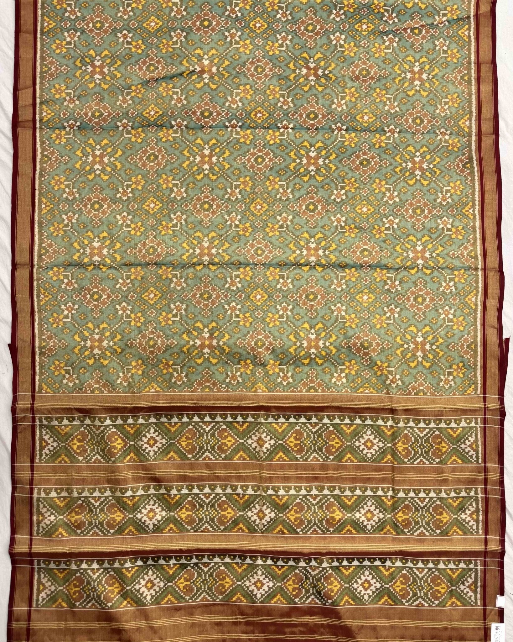 Sea Green Navratan Tissue Patola Saree - SindhoiPatolaArt