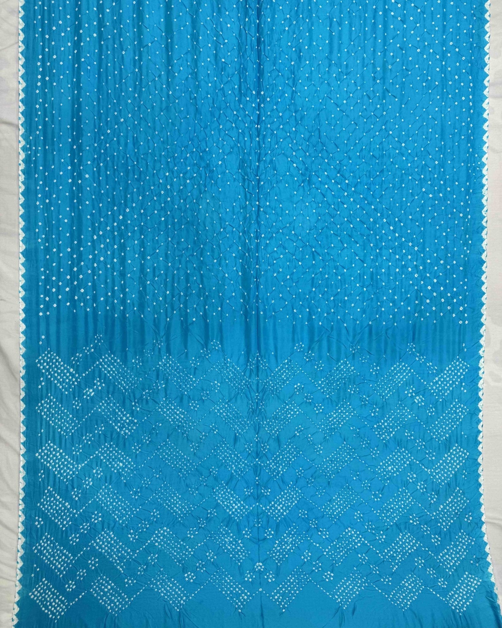 Sky Blue Habotai Bandhani Saree - SindhoiPatolaArt
