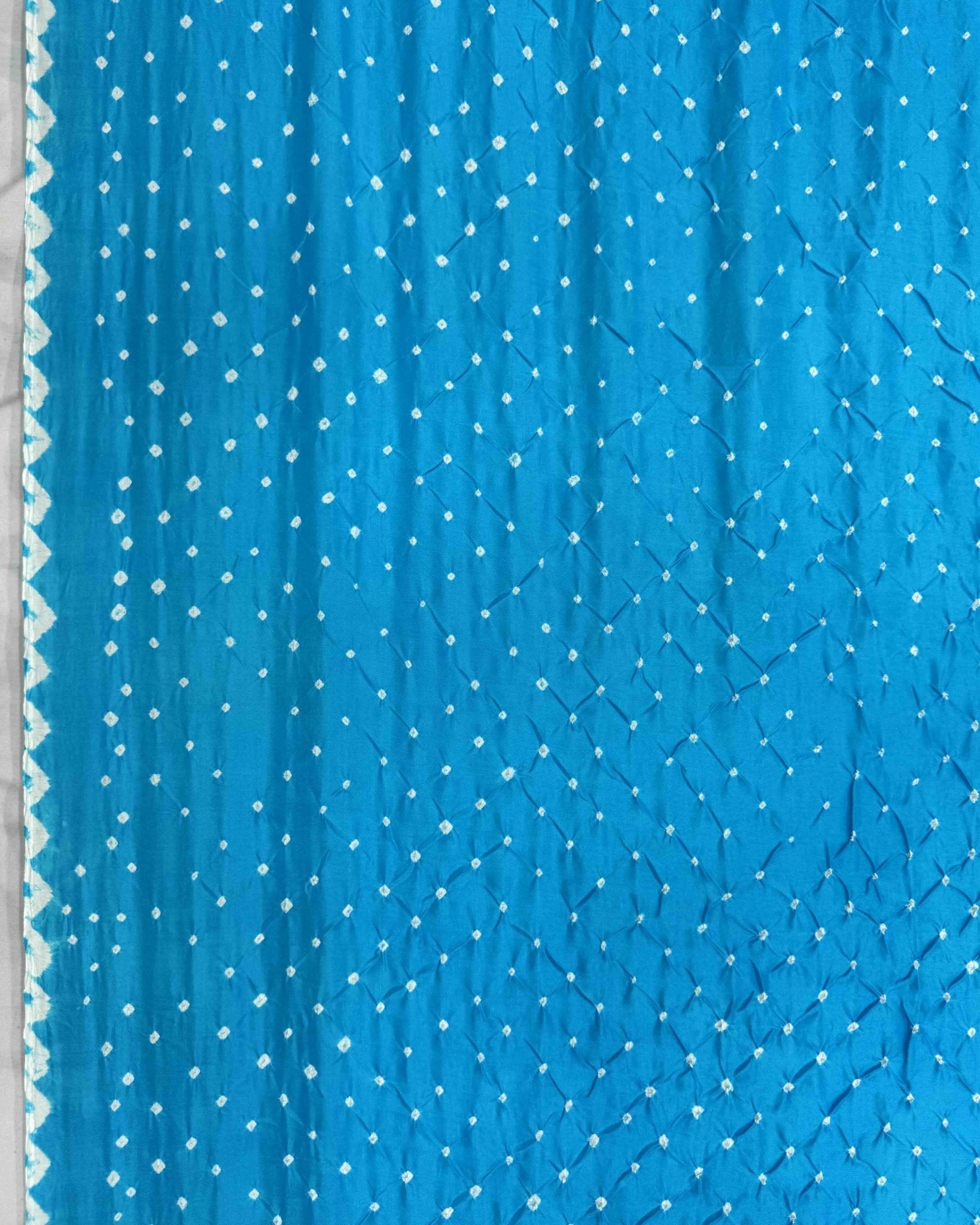 Sky Blue Habotai Bandhani Saree - SindhoiPatolaArt