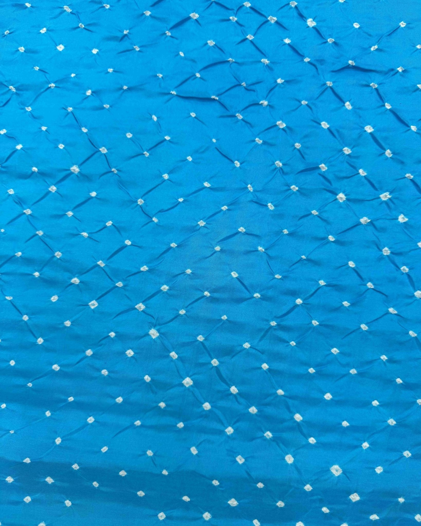 Sky Blue Habotai Bandhani Saree - SindhoiPatolaArt