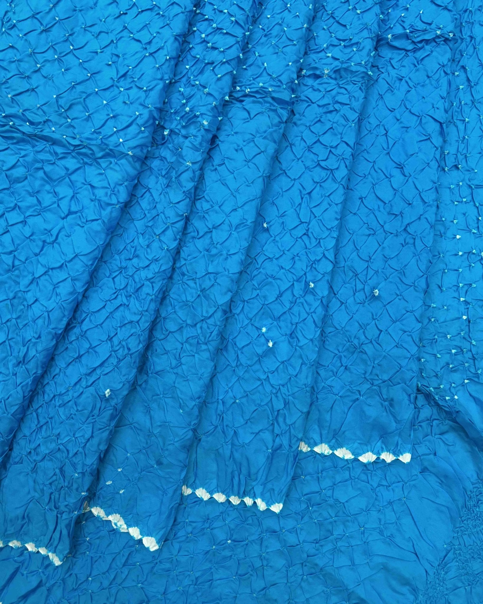 Sky Blue Habotai Bandhani Saree - SindhoiPatolaArt