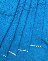 Sky Blue Habotai Bandhani Saree - SindhoiPatolaArt
