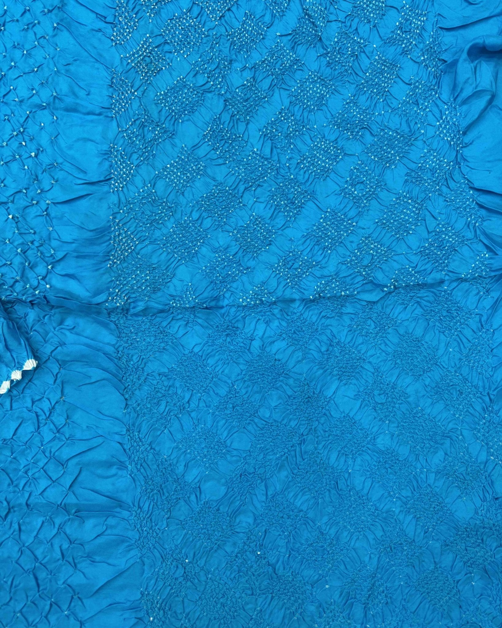 Sky Blue Habotai Bandhani Saree - SindhoiPatolaArt