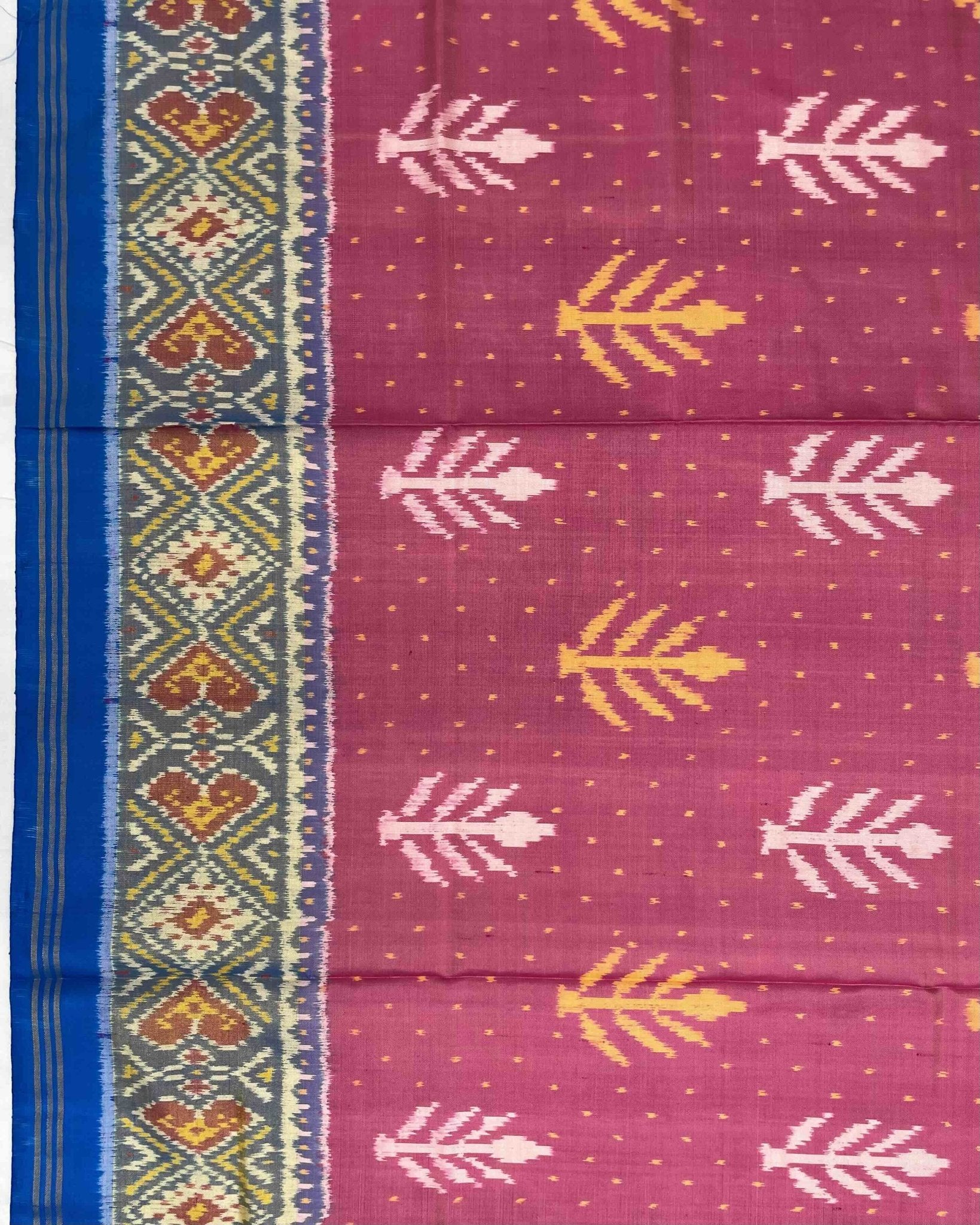 Sky Blue & Light Pink Fancy Leaves Patola Saree - SindhoiPatolaArt