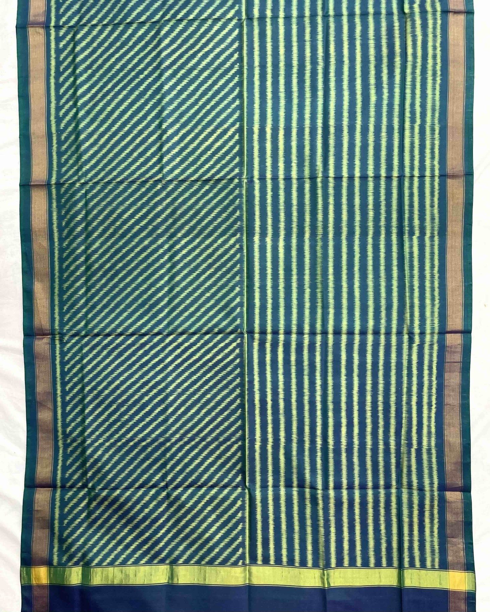 Sky Blue Lining Patola Dupatta - SindhoiPatolaArt