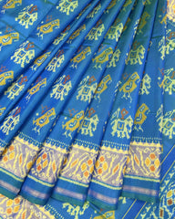 Sky Blue Narikunj Designer Patola Saree - SindhoiPatolaArt