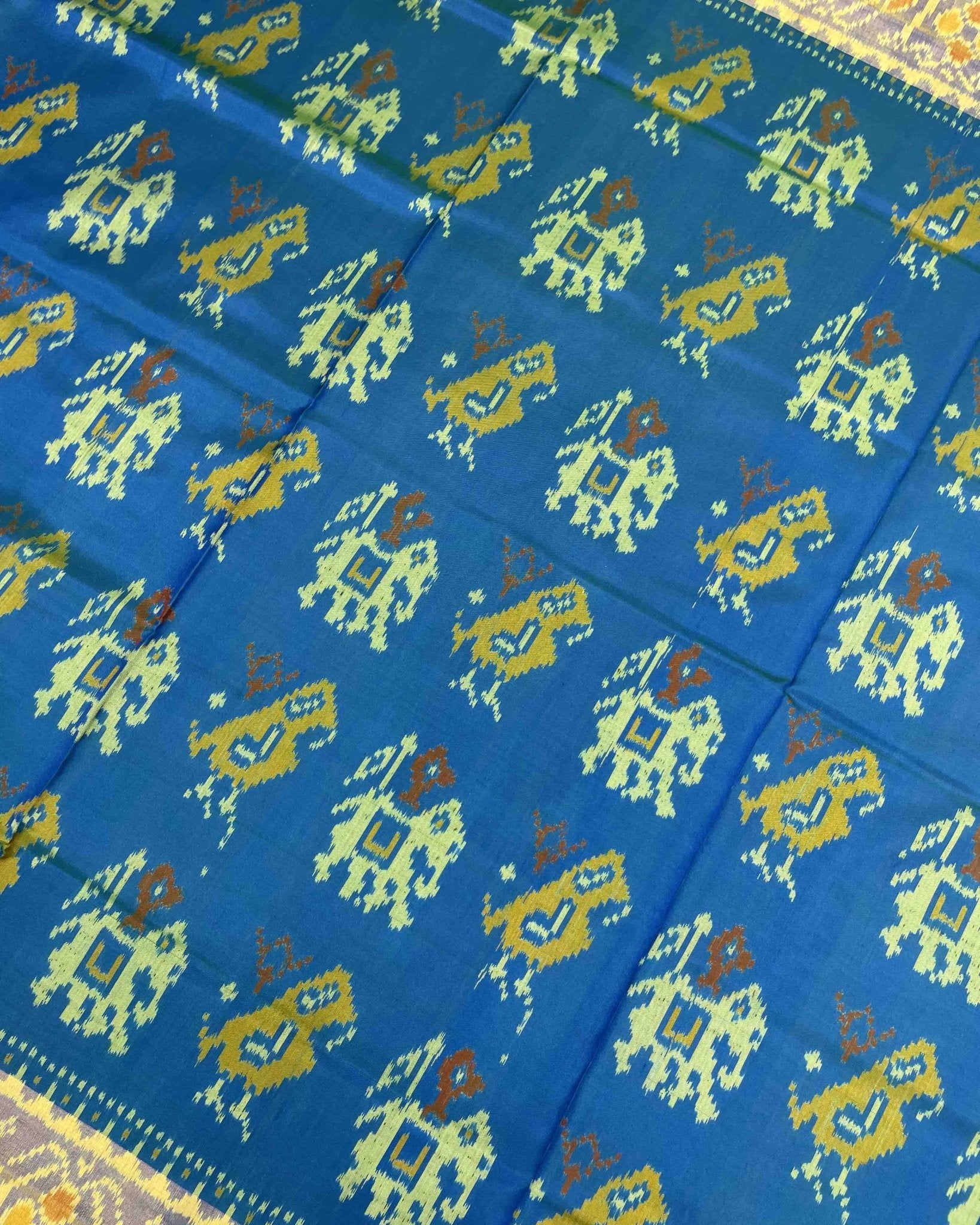 Sky Blue Narikunj Designer Patola Saree - SindhoiPatolaArt