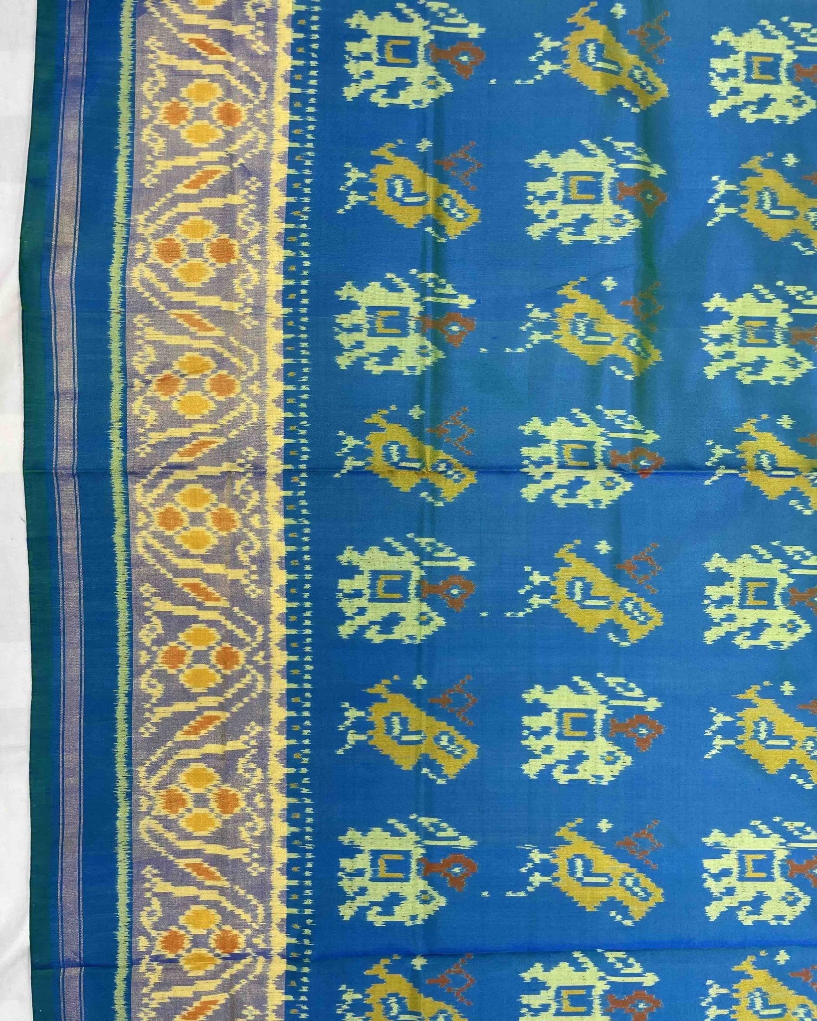 Sky Blue Narikunj Designer Patola Saree - SindhoiPatolaArt