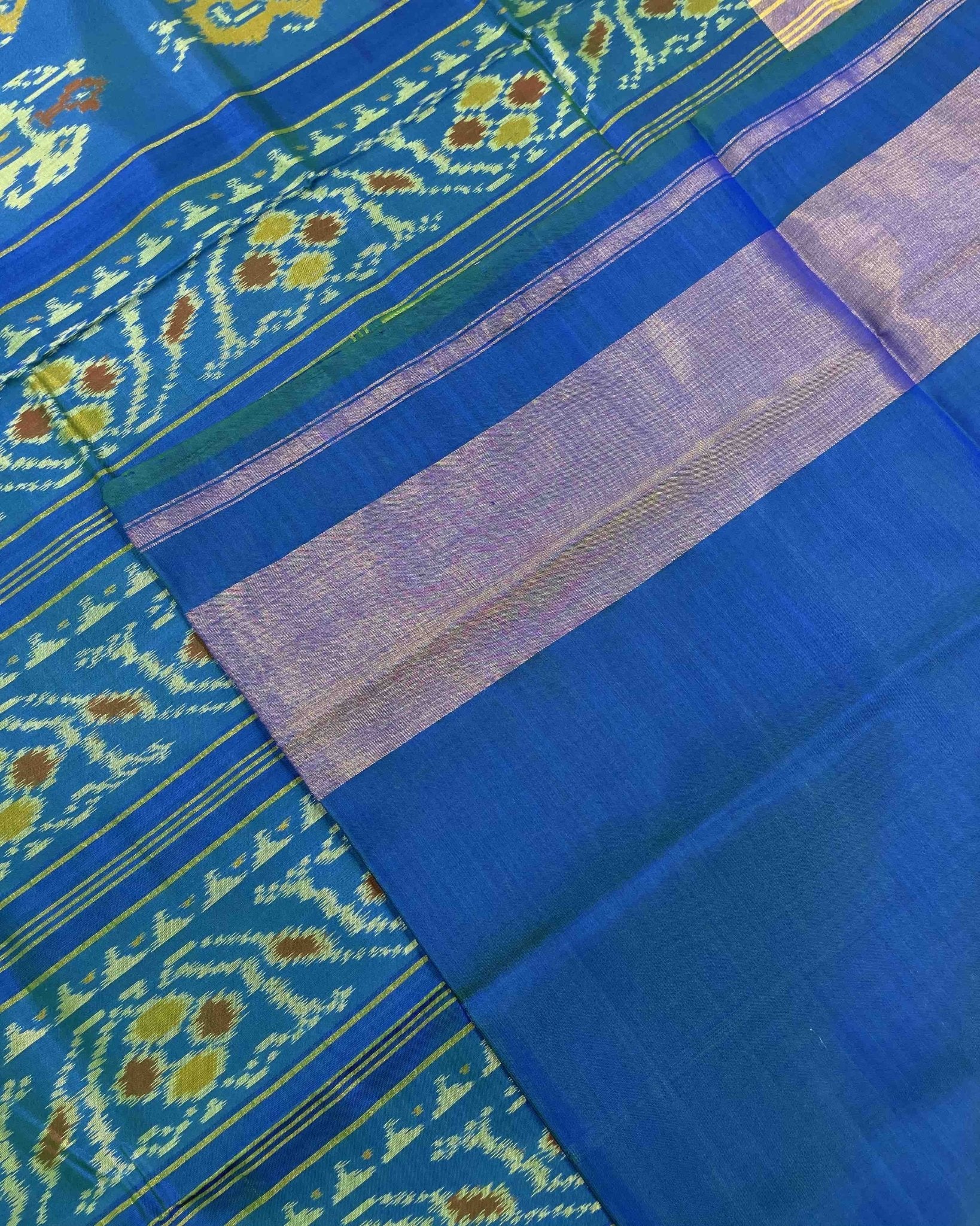 Sky Blue Narikunj Designer Patola Saree - SindhoiPatolaArt