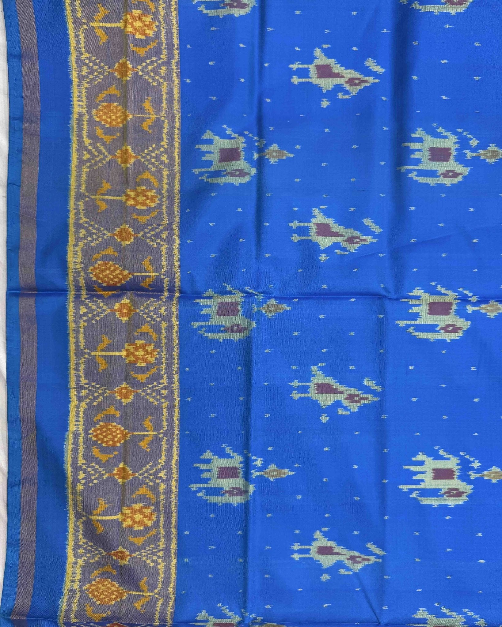 Sky Blue Narikunj Doted Patola Saree - SindhoiPatolaArt