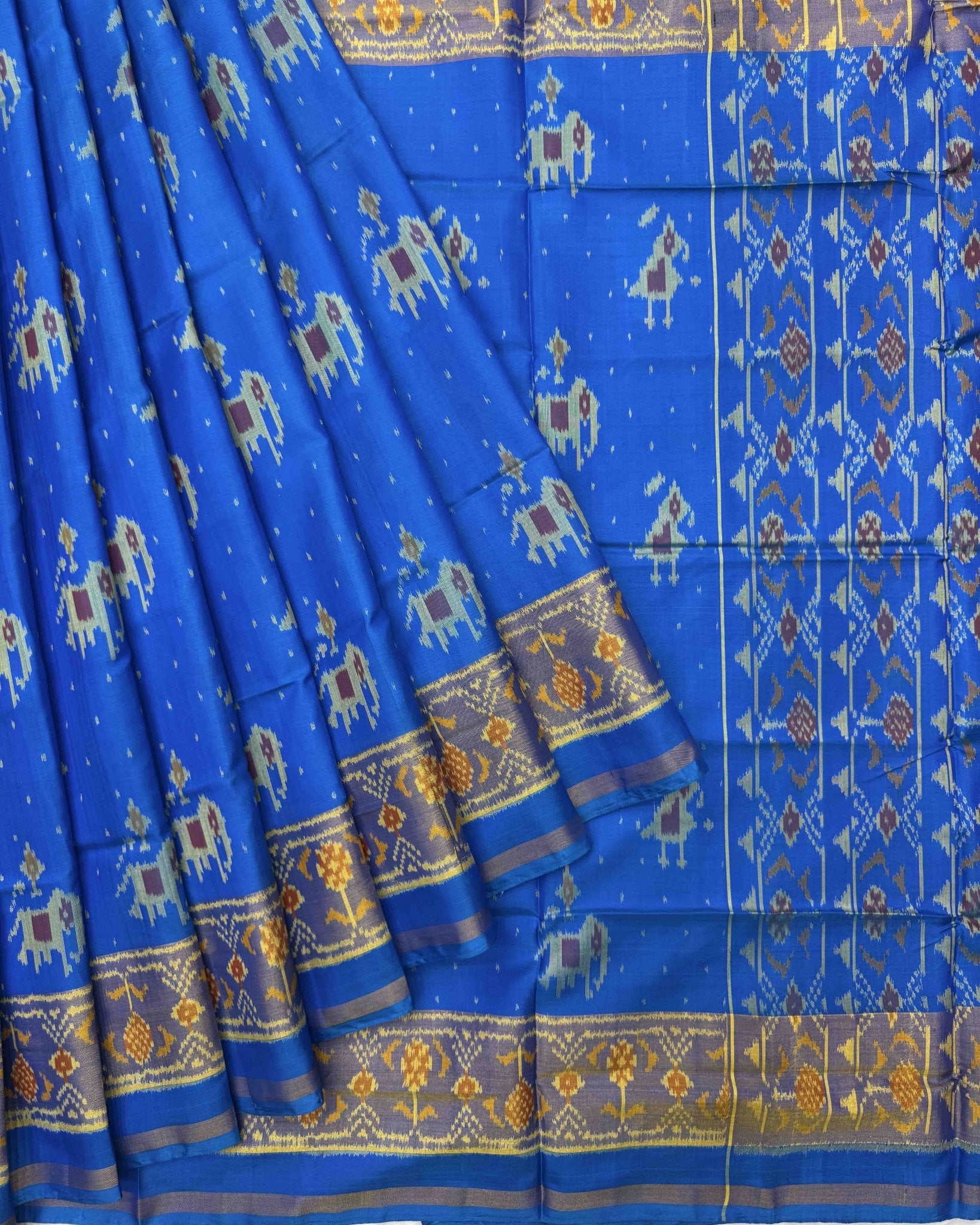 Sky Blue Narikunj Doted Patola Saree - SindhoiPatolaArt