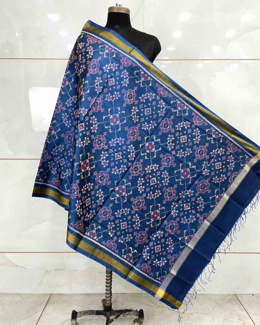 Sky Blue Navratan Patola Dupatta - SindhoiPatolaArt