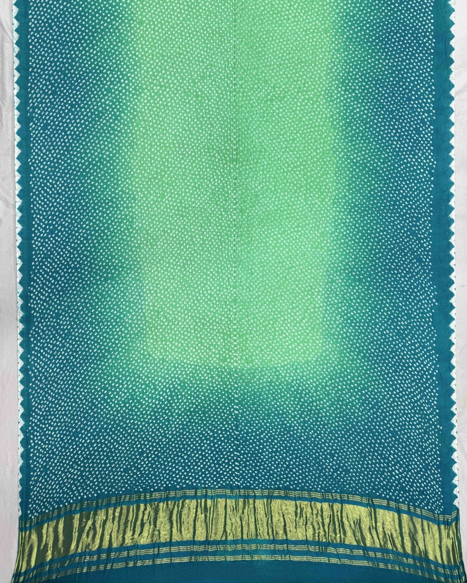 Sky Blue & Sea Green Gajji Silk Bandhani Dupatta - SindhoiPatolaArt