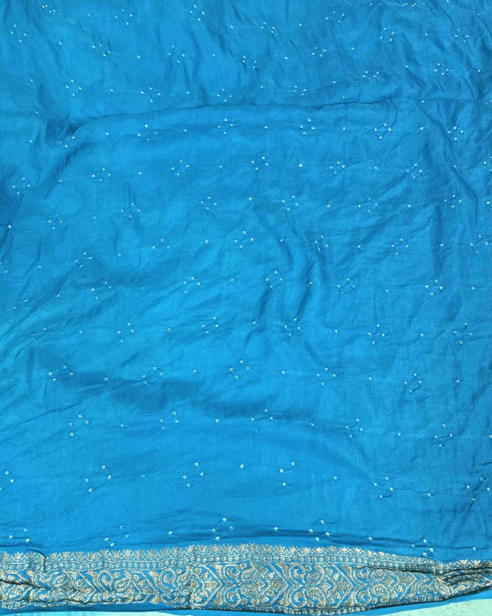 Sky Blue Shaded Gajji Silk Bandhani Saree - SindhoiPatolaArt