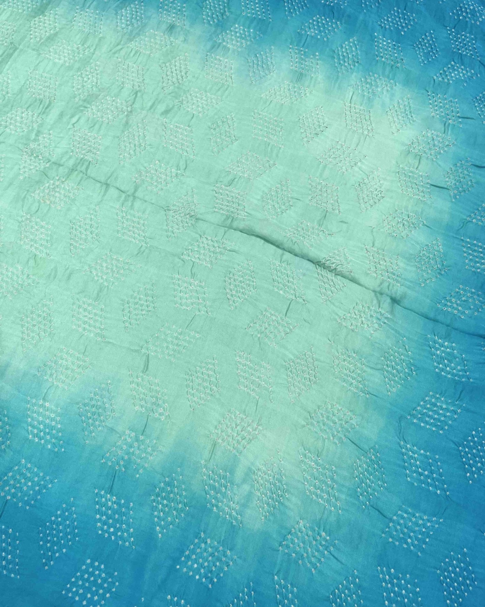 Sky Blue Shaded Gajji Silk Bandhani Saree - SindhoiPatolaArt