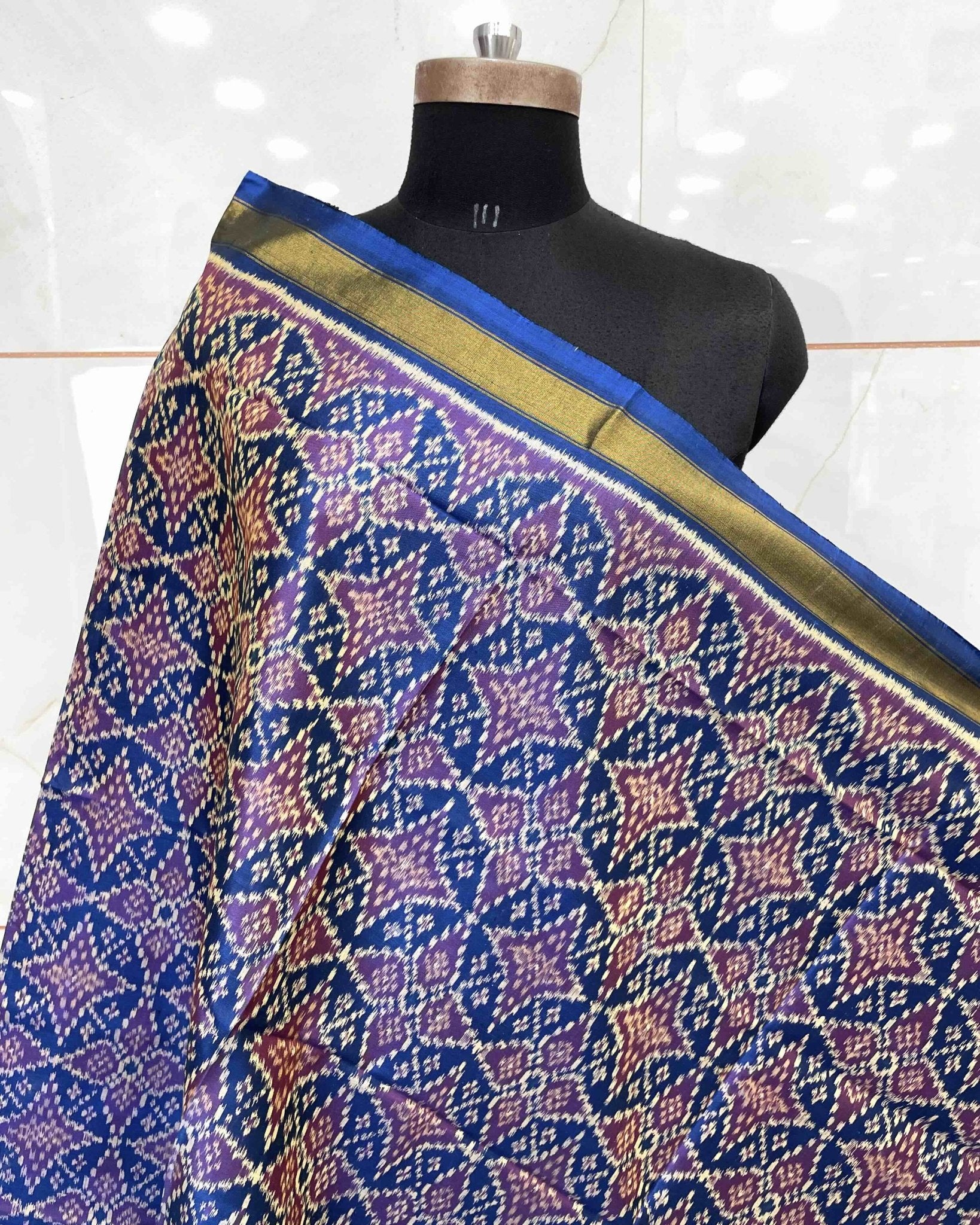 Sky Blue Solsitara Design Patola Dupatta - SindhoiPatolaArt