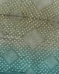 Sky & Yellowish Grey Shaded Muga Silk Pen Kamalkari Bandhani Saree - SindhoiPatolaArt
