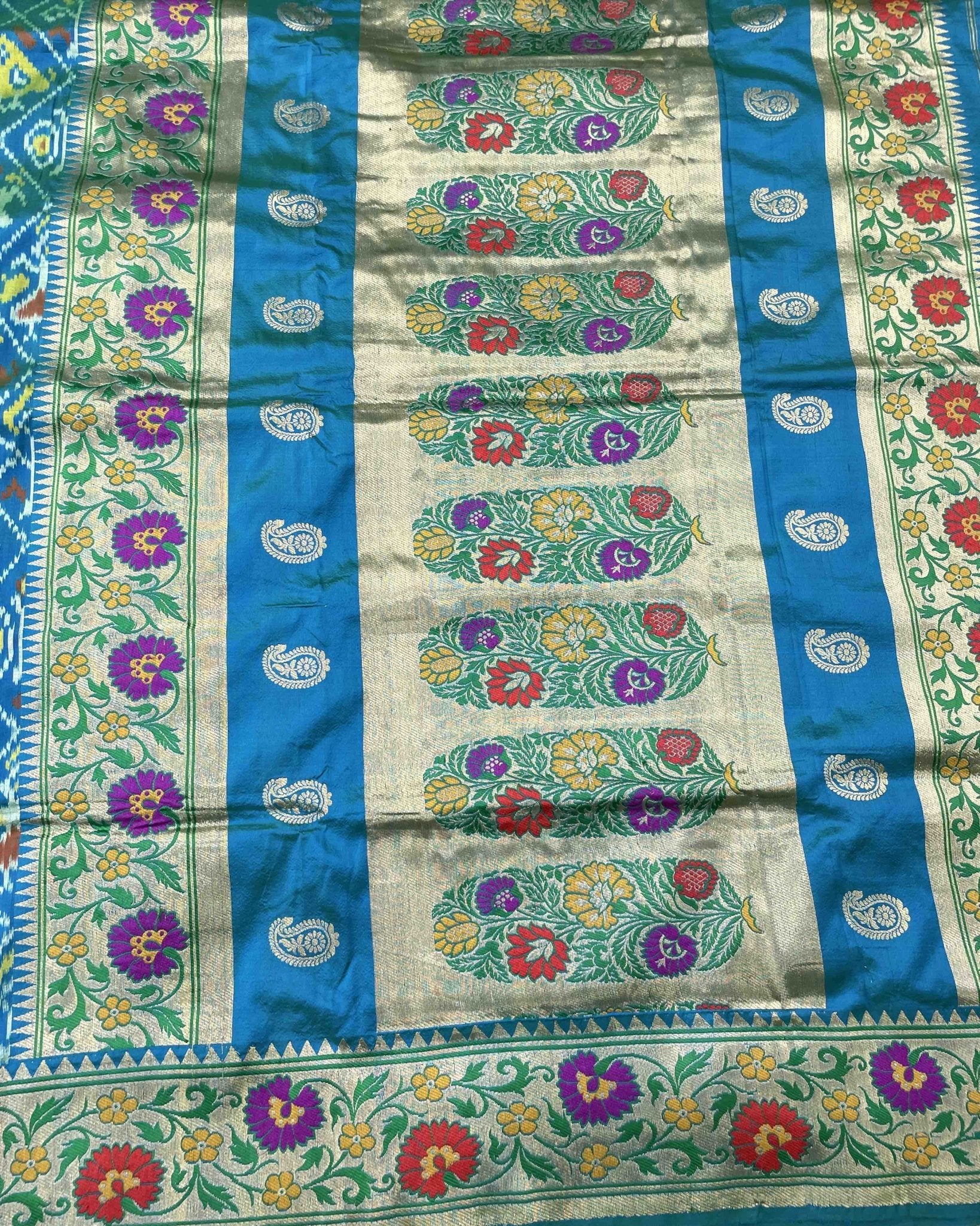 Steel Blue Colour Narikunj Design Patola Saree With Fancy Designer Zari Border And Pallu - SindhoiPatolaArt