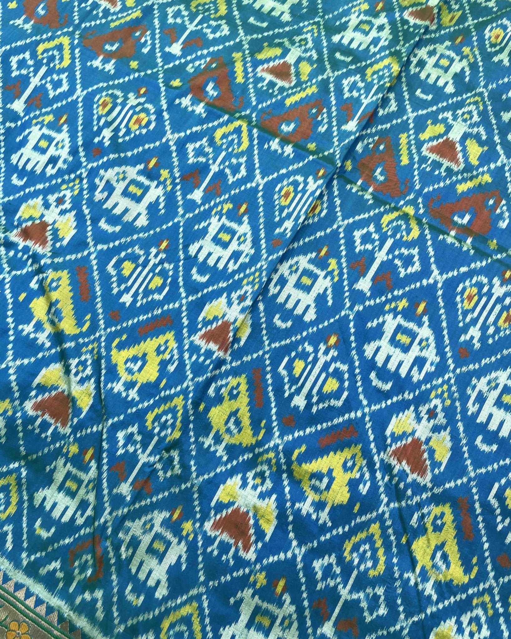 Steel Blue Colour Narikunj Design Patola Saree With Fancy Designer Zari Border And Pallu - SindhoiPatolaArt