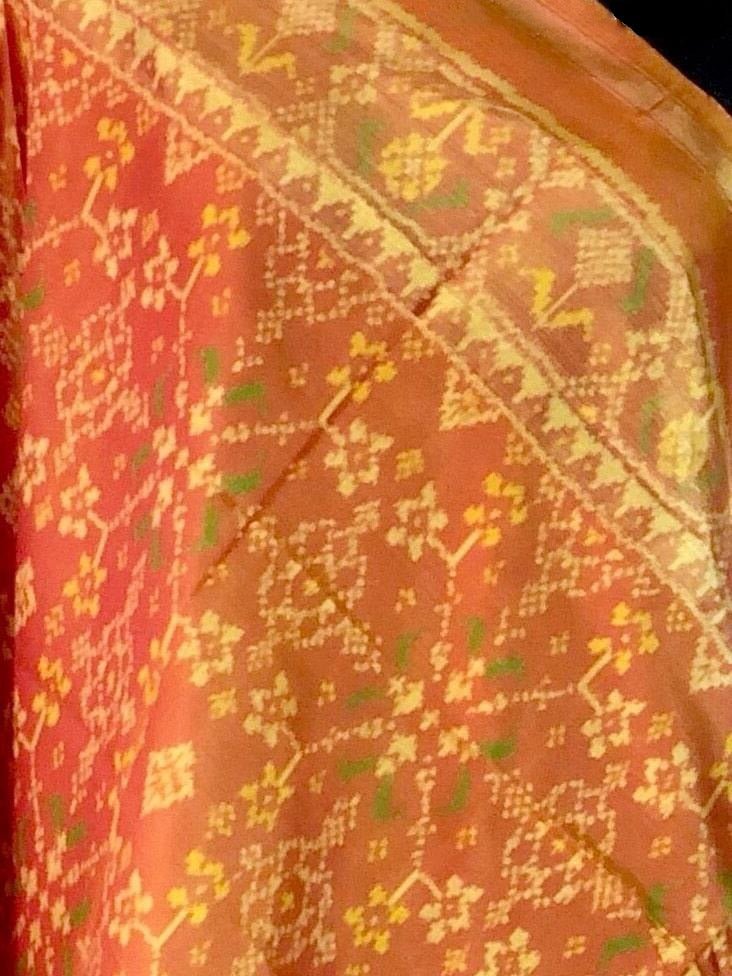 Traditional Navratna design in Mustard yellow colour Dupatta - SindhoiPatolaArt