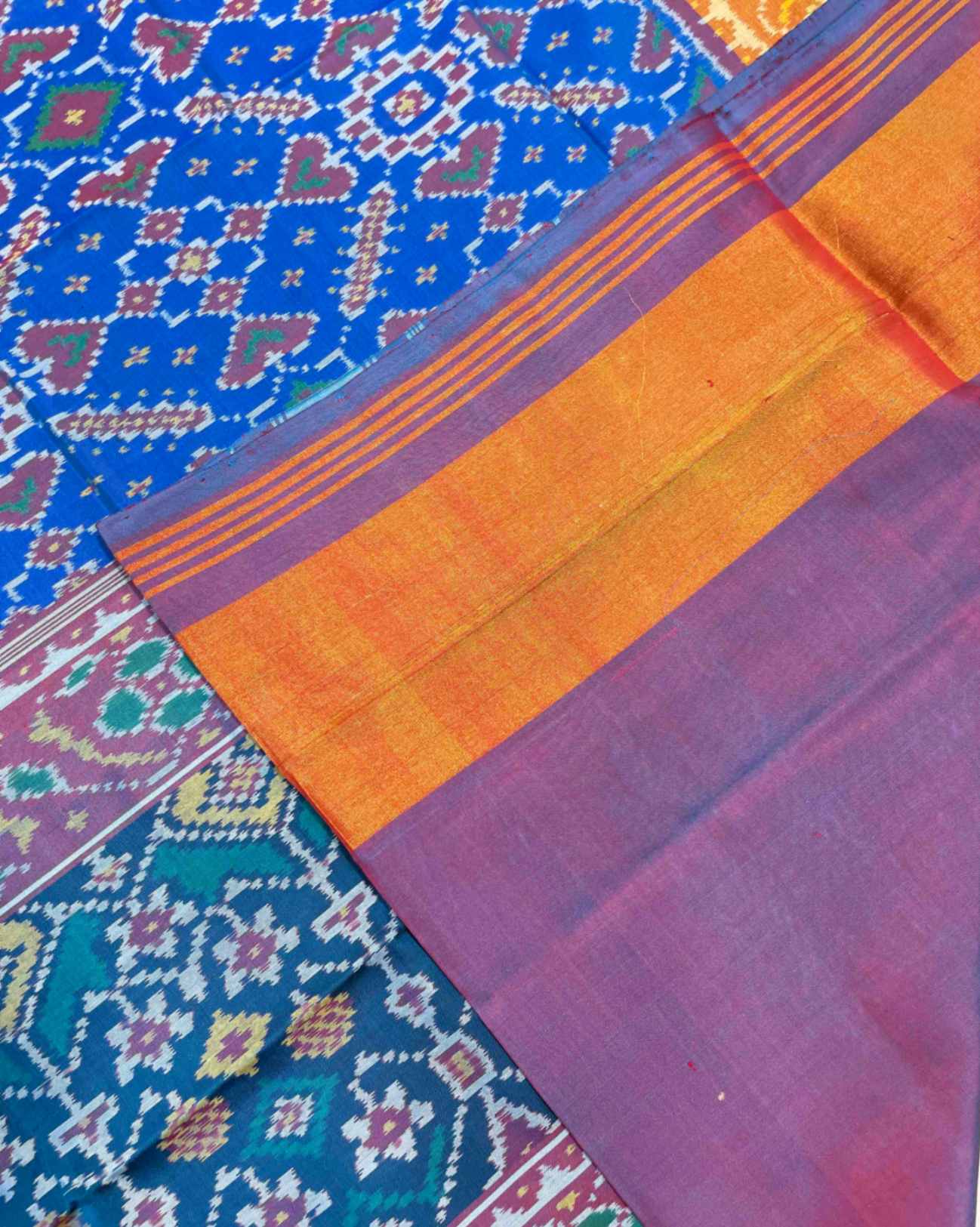 Turquoise & Blue Manekchowk Designer Patola Saree - SindhoiPatolaArt