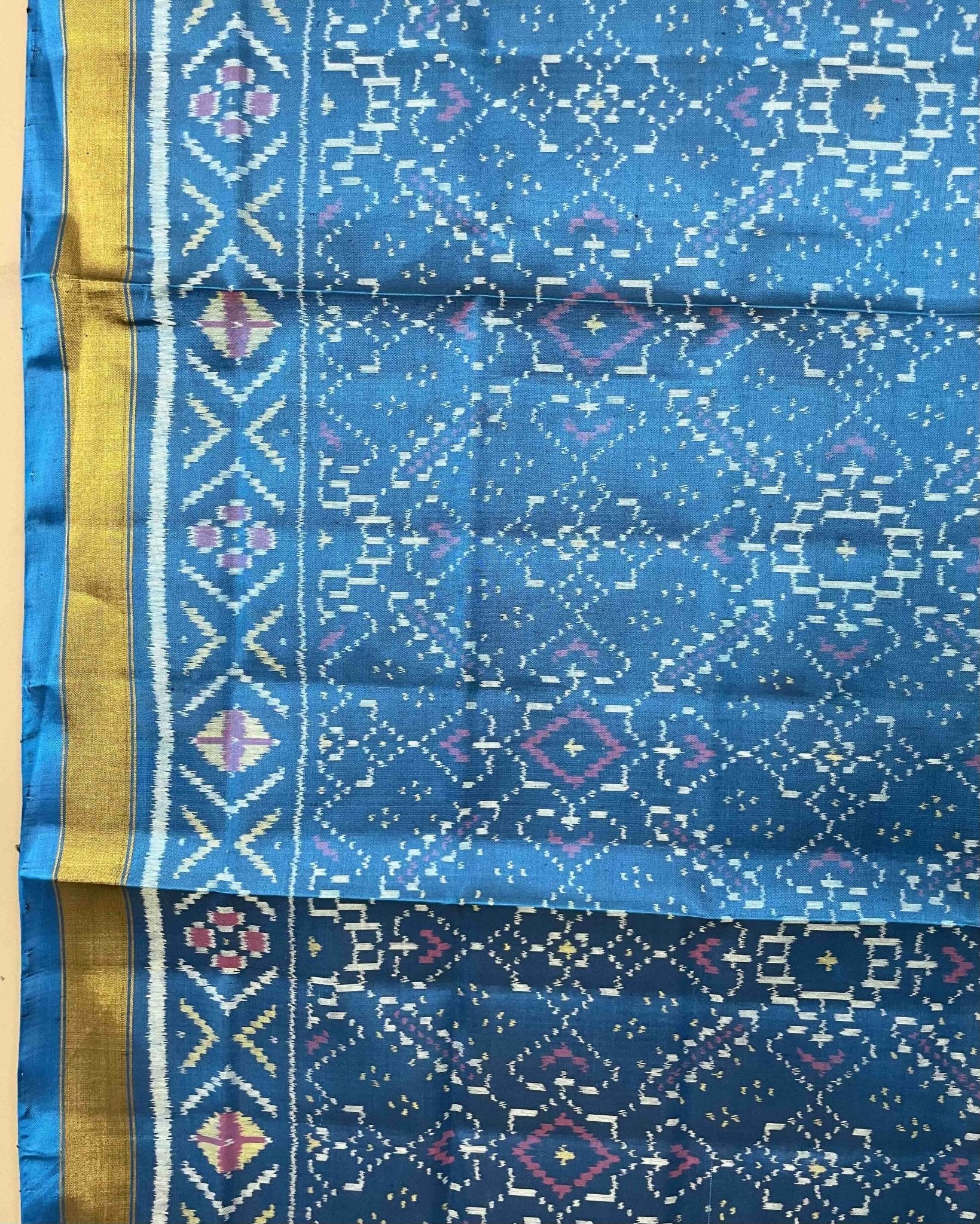 Turquoise Blue Manekchowk Patola Dupatta - SindhoiPatolaArt