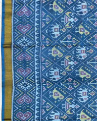 Turquoise Blue Narikunj Patola Saree - SindhoiPatolaArt