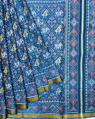 Turquoise Blue Narikunj Patola Saree - SindhoiPatolaArt