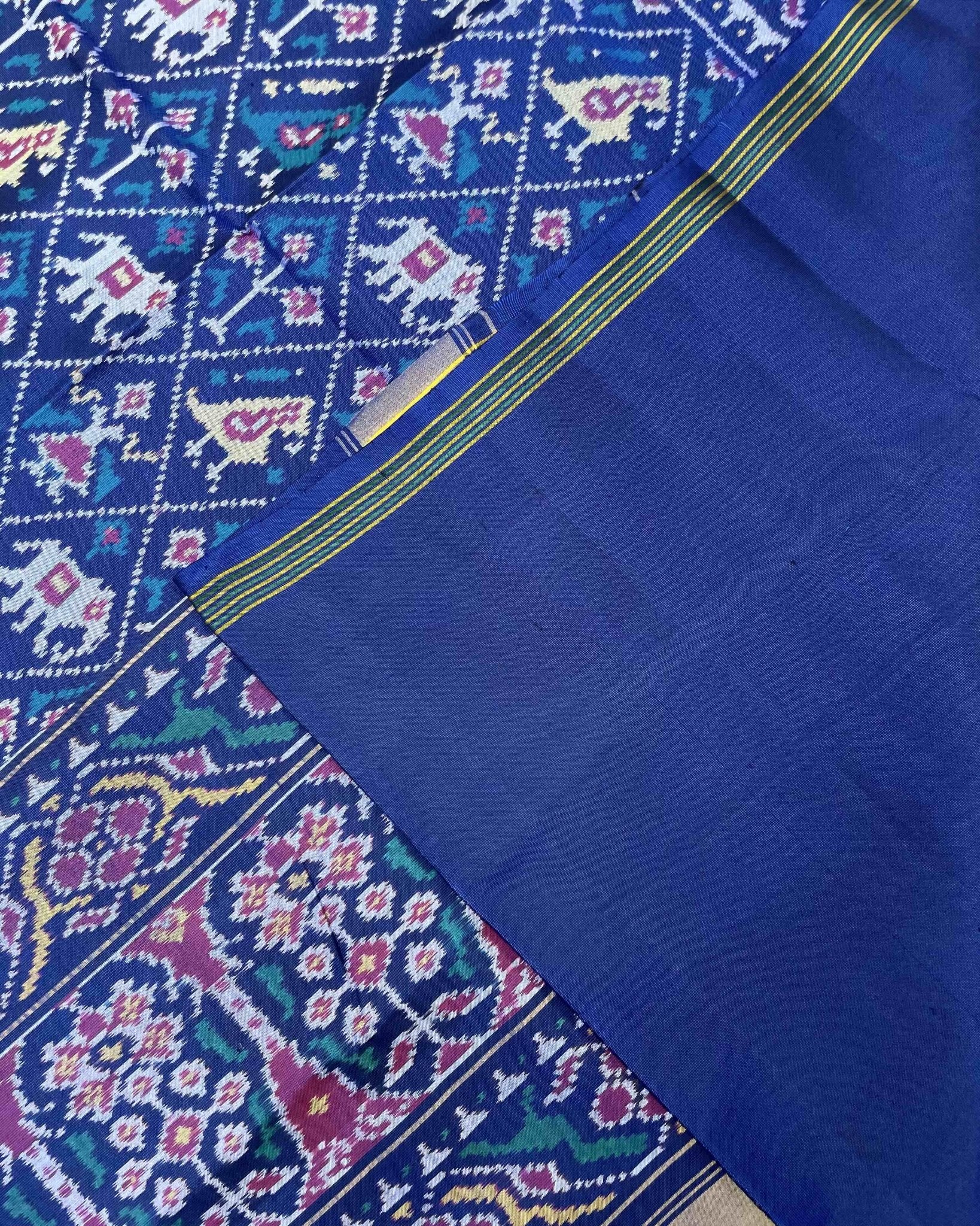Turquoise Blue Narikunj Patola Saree - SindhoiPatolaArt