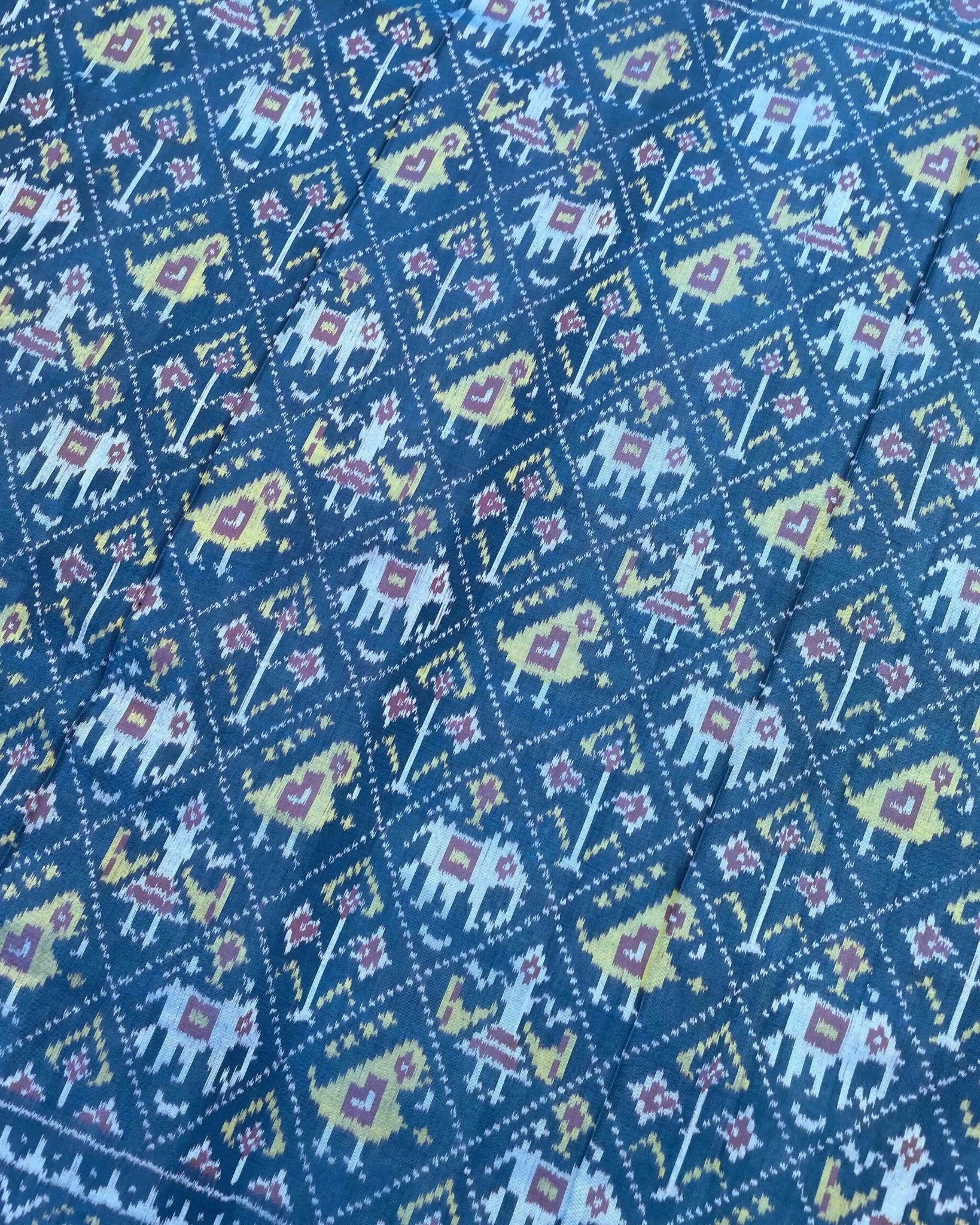 Turquoise Blue Narikunj Patola Saree - SindhoiPatolaArt