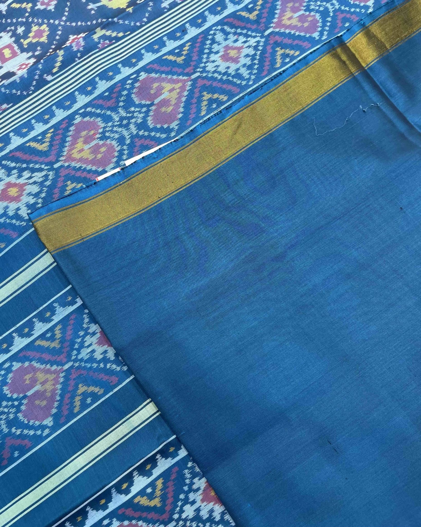 Turquoise Blue Narikunj Patola Saree - SindhoiPatolaArt