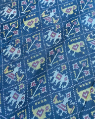Turquoise Blue Narikunj Patola Saree - SindhoiPatolaArt