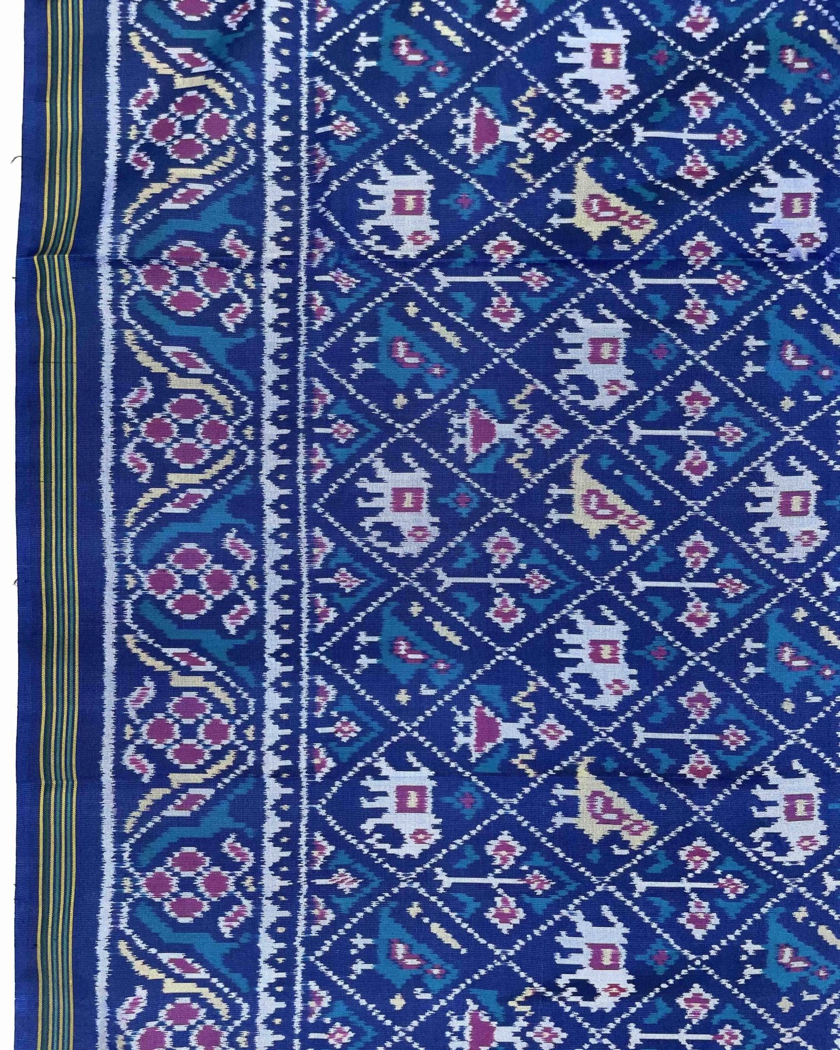 Turquoise Blue Narikunj Patola Saree - SindhoiPatolaArt