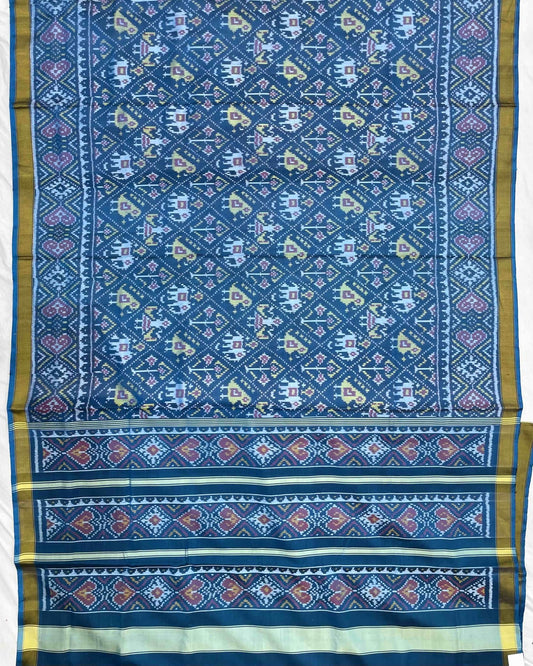 Turquoise Blue Narikunj Patola Saree - SindhoiPatolaArt