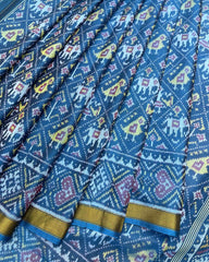 Turquoise Blue Narikunj Patola Saree - SindhoiPatolaArt