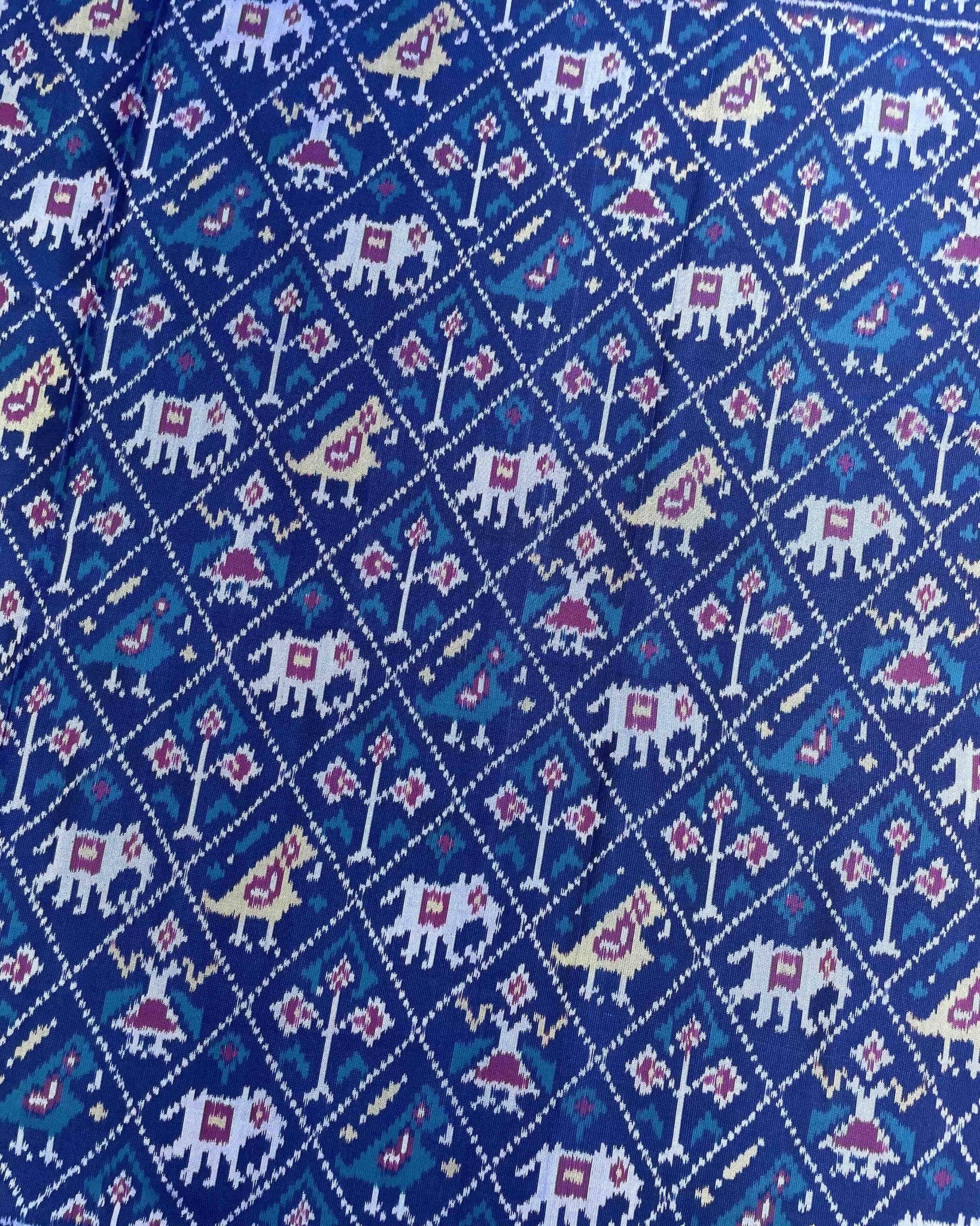 Turquoise Blue Narikunj Patola Saree - SindhoiPatolaArt