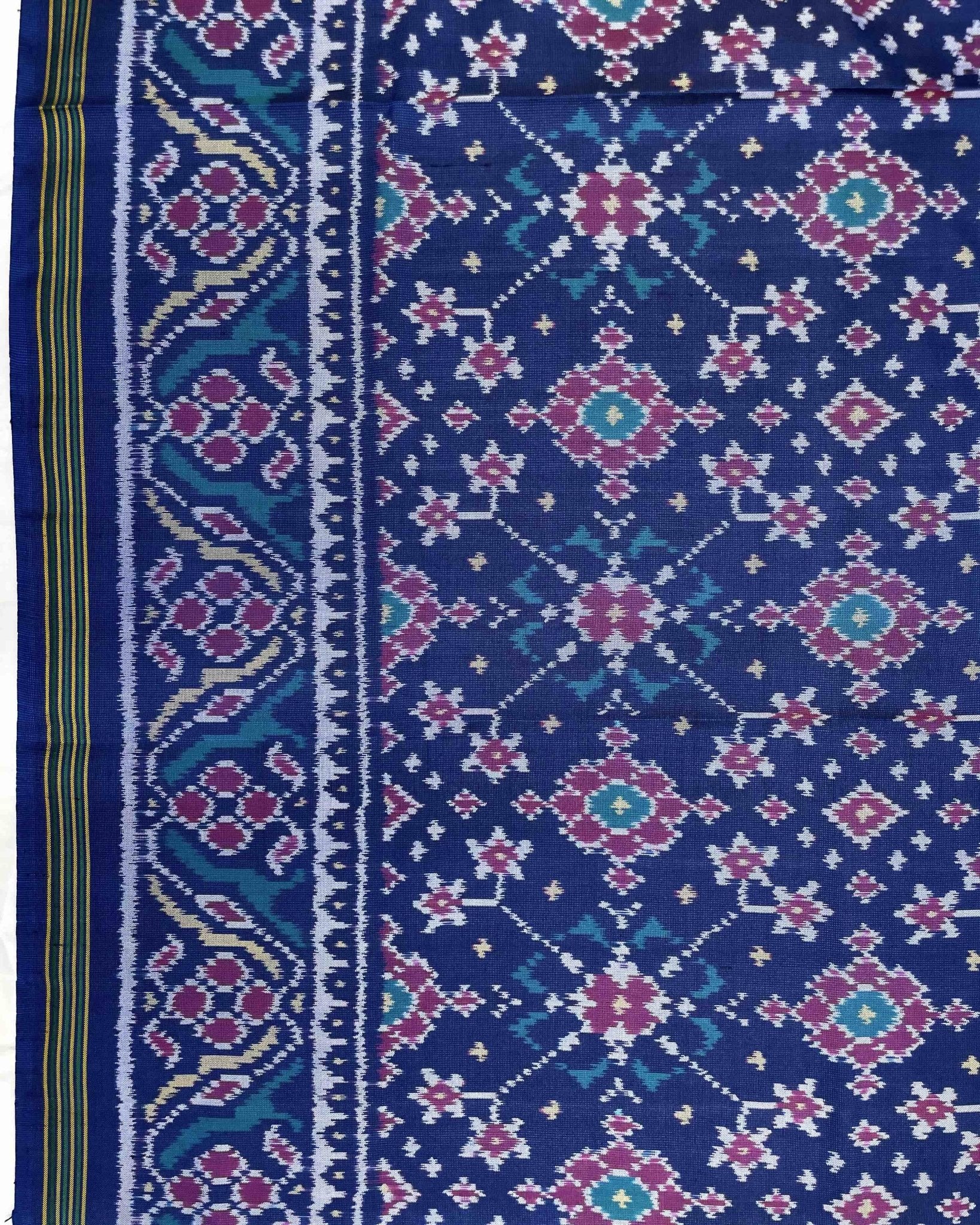 Turquoise Blue Navratan Patola Saree - SindhoiPatolaArt