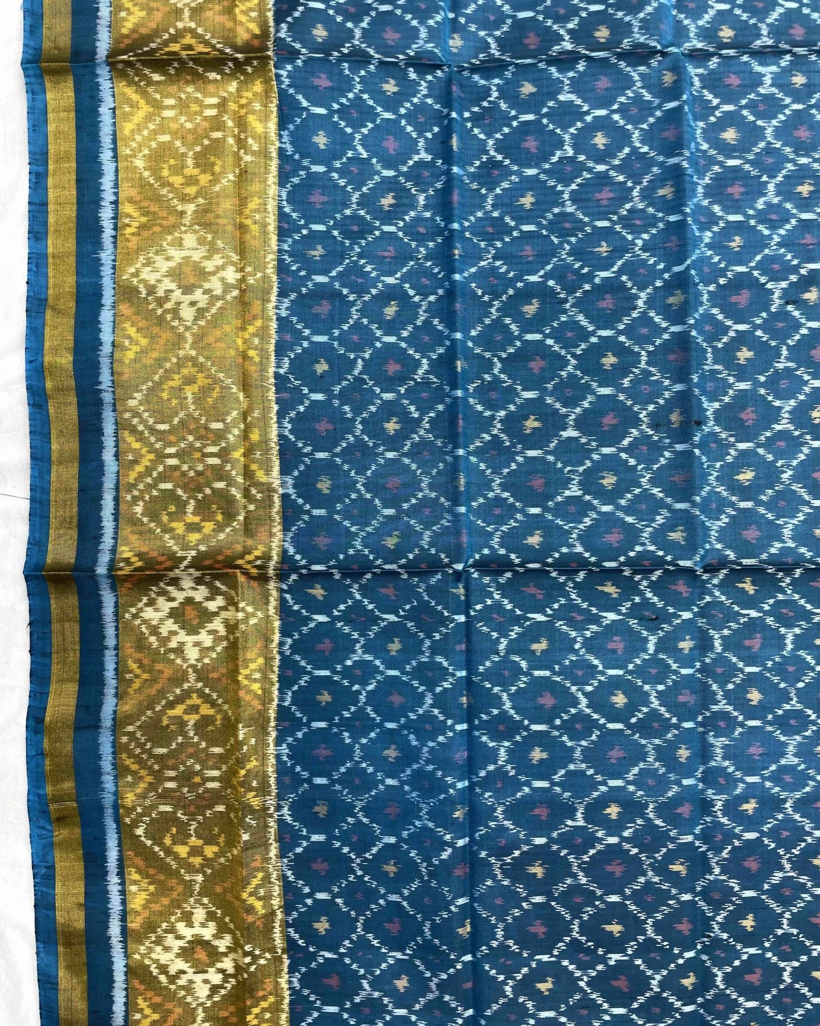 Turquoise Booty Design Patola Dupatta - SindhoiPatolaArt